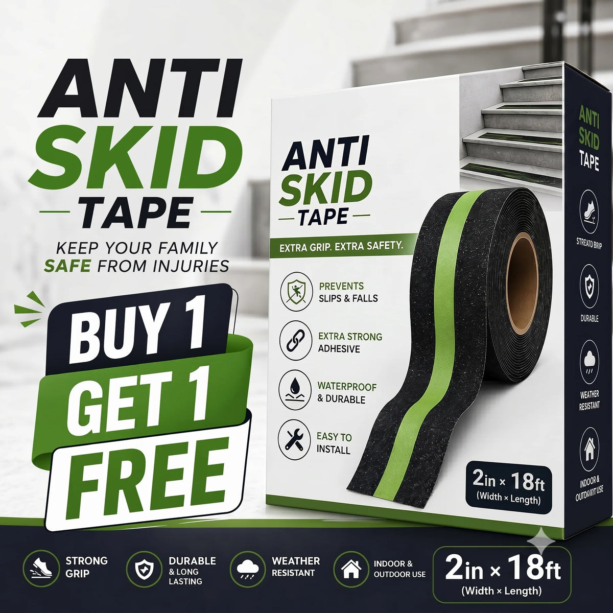 Anti Skid Tape Glow In The Dark | 🔥BUY 1 GET 1 FREE 🔥